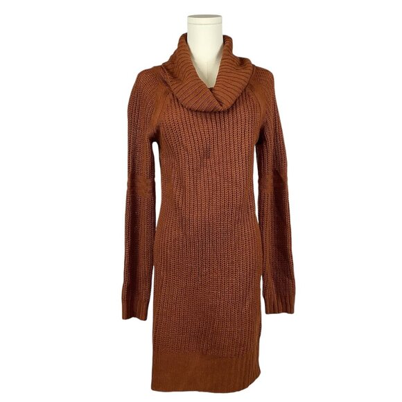 Ribbed Knit Cowl Neck Sweater Dress - Picture 1 of 4